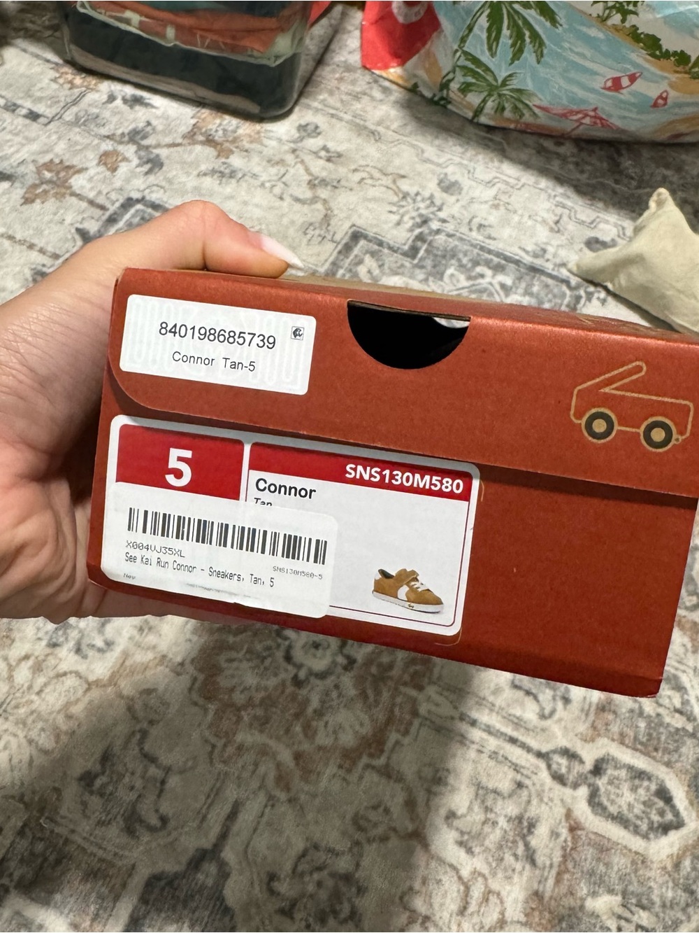 See Kai Run Brown and White Toddler Sneakers size 5 original box - Picture 2 of 11